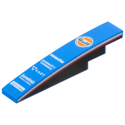 Slope, Curved 6 x 1 with Dark Blue and Orange Gulf Logo, 'KOMATSU', 'INGENUITY COMMERCE', 'VAST', 'Jumeirah HOTELS & RESORTS' and 'PIRELLI' Logos, Black Panels with Red and White Stripes on Both Sides Pattern Slope, Curved 6 x 1 with Dark Blue and Orange Gulf Logo, 'KOMATSU', 'INGENUITY COMMERCE', 'VAST', 'Jumeirah HOTELS & RESORTS' and 'PIRELLI' Logos, Black Panels with Red and White Stripes on Both Sides Pattern