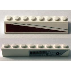 Slope 45 2 x 8 with Red and White Triangle and Silver and Black Cockpit Controls Pattern Model Left Side (Stickers) - Set 10215