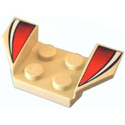 Vehicle, Mudguard 2 x 4 with Flared Wings with White Curved Stripes and Red to Black Fades Pattern