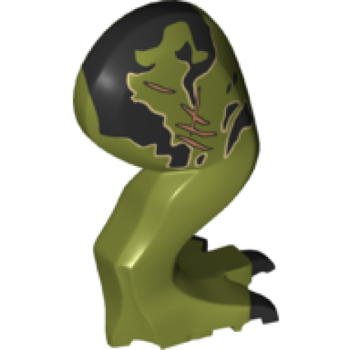 Деталь LEGO 98062c01pb11 Dinosaur Leg Large (Rear) Tyrannosaurus rex Right with Black Pin with Black Claws, Markings and Medium Nougat Scars Pattern