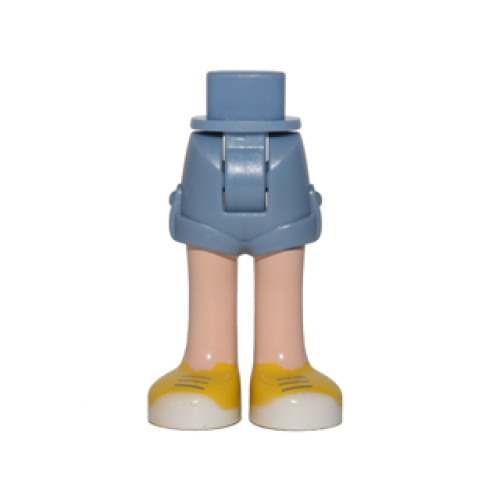 Деталь LEGO 11202c00pb06 Mini Doll Hips and Shorts Folded Hem with Light Nougat Legs and Yellow Shoes with White Soles and Sand Blue Laces Pattern - Thick Hinge