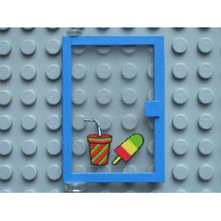 Door 1 x 4 x 5 Left with Trans-Clear Glass and Drink and Ice Pop (Freezer / Lollipop / Lolly / Pole / Popsicle / Stick) Pattern (Sticker) - Set 6683 Door 1 x 4 x 5 Left with Trans-Clear Glass and Drink and Ice Pop (Freezer / Lollipop / Lolly / Pole / Popsicle / Stick) Pattern (Sticker) - Set 6683