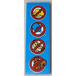 Tile 2 x 6 with Red Signs, No Hats, No Balloons, No Hot Dogs and No Squirrels Pattern (Sticker) - Set 10303
