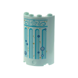 Cylinder Half 2 x 4 x 5 with 1 x 2 Cutout with Medium Azure Star, Filigree, and Columns, Gold Sparkles, Metallic Light Blue Bubbles Pattern Cylinder Half 2 x 4 x 5 with 1 x 2 Cutout with Medium Azure Star, Filigree, and Columns, Gold Sparkles, Metallic Light Blue Bubbles Pattern