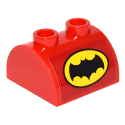 Slope, Curved 2 x 2 Double with 2 Hollow Studs with Black Bat Symbol in Yellow Oval Pattern (Sticker) - Set 76052 Slope, Curved 2 x 2 Double with 2 Hollow Studs with Black Bat Symbol in Yellow Oval Pattern (Sticker) - Set 76052