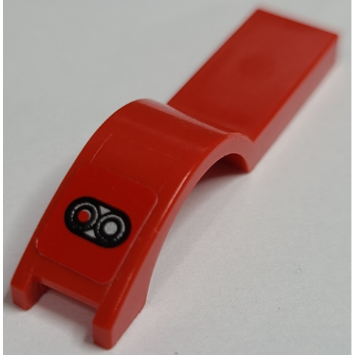 Деталь LEGO 50947pb007R Vehicle, Mudguard 1 x 4 1/2 with Red and White Light Pattern Model Right Side (Sticker) - Set 8124