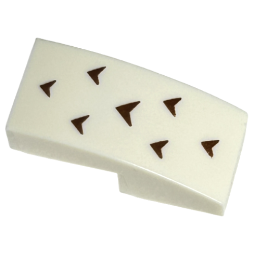 Деталь LEGO 11477pb057 Slope, Curved 2 x 1 x 2/3 with 7 Reddish Brown Arrowheads / Feathers Pattern (BrickHeadz Hedwig Wing)