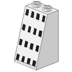 Slope 75 2 x 2 x 3 - Hollow Studs with 16 Black Rectangles (Ferry Windows) Pattern Slope 75 2 x 2 x 3 - Hollow Studs with 16 Black Rectangles (Ferry Windows) Pattern