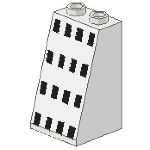 Деталь LEGO 3684ap22 Slope 75 2 x 2 x 3 - Hollow Studs with 16 Black Rectangles (Ferry Windows) Pattern