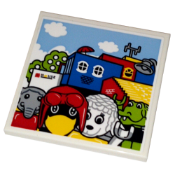 Tile 4 x 4 with LEGO Fabuland 'House', Trees and Minifigures Pattern (Sticker) - Set 40506