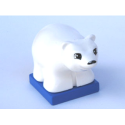Duplo Bear Baby Cub on Blue Base with Black Eyes Squared and Oval Nose Pattern Duplo Bear Baby Cub on Blue Base with Black Eyes Squared and Oval Nose Pattern