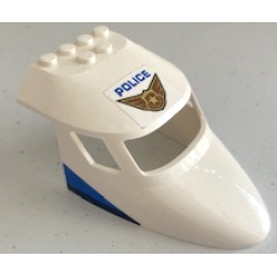 Aircraft Fuselage Forward Top Curved 6 x 10 x 4 with 3 Window Panes with Blue 'POLICE' and Gold Badge with Wings on Top and Blue and Dark Blue Stripes Pattern on Both Sides (Stickers) - Set 60210 Aircraft Fuselage Forward Top Curved 6 x 10 x 4 with 3 Window Panes with Blue 'POLICE' and Gold Badge with Wings on Top and Blue and Dark Blue Stripes Pattern on Both Sides (Stickers) - Set 60210