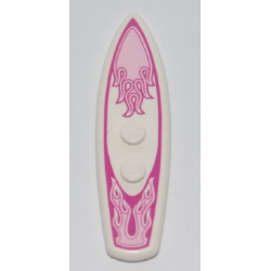Minifigure, Utensil Surfboard Standard with Bright Pink and Dark Pink Flames on Magenta Background Pattern