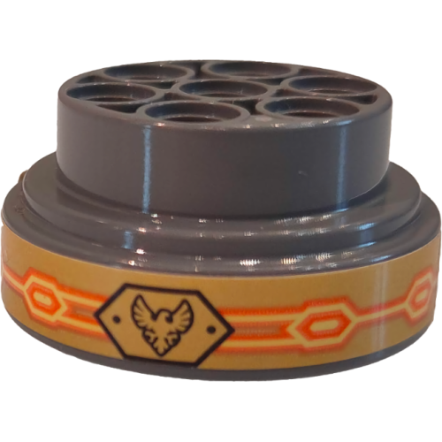 Деталь LEGO 60208pb05 Wheel 31mm D. x 15mm Technic with Birds with Raised Wings, Orange and Yellow Lines and Hexagons Pattern (Stickers) - Set 72004