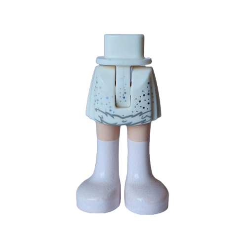 Деталь LEGO 35216ac00pb023 Mini Doll Hips and Skirt with Molded Light Nougat Legs and Printed Dark Bluish Gray Ruffles, Metallic Light Blue and Silver Sparkles and White Boots Pattern - Thin Hinge