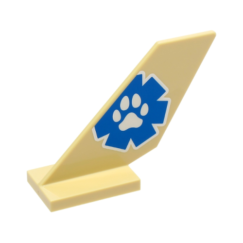 Деталь LEGO 6239pb104 Tail Shuttle with Blue and White Wildlife Rescue Logo with Paw Print Pattern on Both Sides