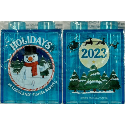Деталь LEGO 4066pb869 Duplo, Brick 1 x 2 x 2 with Holidays at LEGOLAND Florida Resort 2023, Snowman Minifigure Pattern