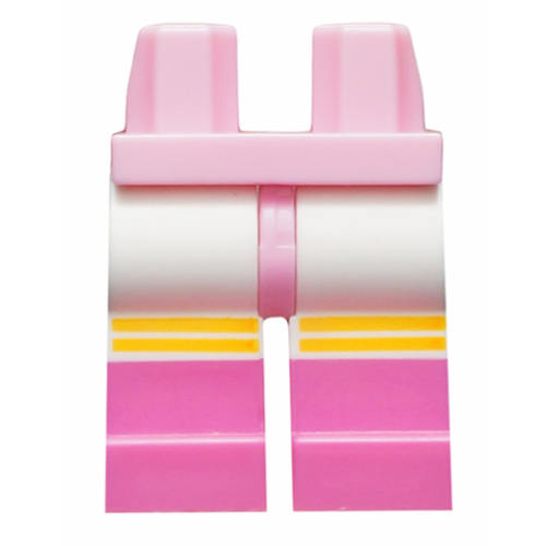 Деталь LEGO 970c01pb50 Hips and White Legs with Molded Dark Pink Lower Legs / Boots and Printed Bright Light Orange Stripes Pattern