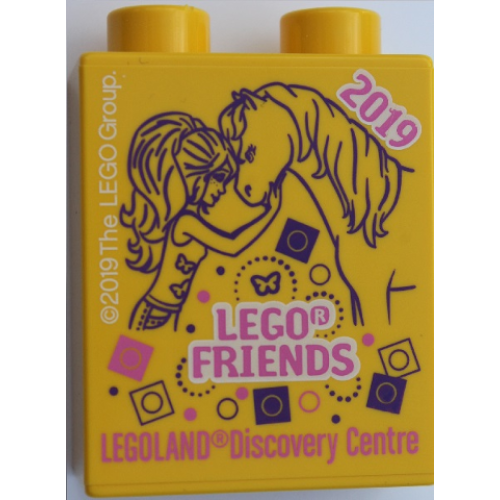 Деталь LEGO 4066pb705 Duplo, Brick 1 x 2 x 2 with LEGO Friends 2019 LEGOLAND Discovery Centre Pattern