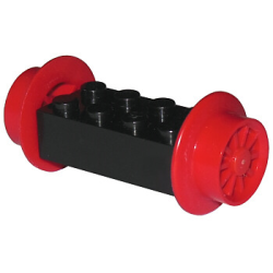 Brick, Modified 2 x 4 with Red Wheels, Train Spoked Small (23mm D.) and Red Pins (4180 / wheel3 / 2344) Brick, Modified 2 x 4 with Red Wheels, Train Spoked Small (23mm D.) and Red Pins (4180 / wheel3 / 2344)