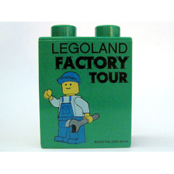 Duplo, Brick 1 x 2 x 2 with Factory Tour with Minifigure Holding Wrench in Left Hand Pattern