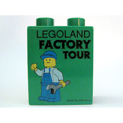 Деталь LEGO 4066pb344 Duplo, Brick 1 x 2 x 2 with Factory Tour with Minifigure Holding Wrench in Left Hand Pattern