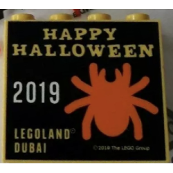 Brick 2 x 4 x 3 with LEGOLAND Dubai 2019 Happy Halloween Pattern