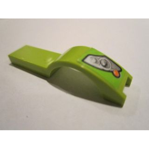 Деталь LEGO 50947pb018R Vehicle, Mudguard 1 x 4 1/2 with Silver Headlights on Lime Background Pattern Model Right Side (Sticker) - Set 8663
