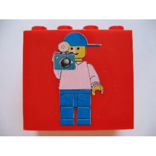 Деталь LEGO 30144pb013 Brick 2 x 4 x 3 with Minifigure Photographer Pattern