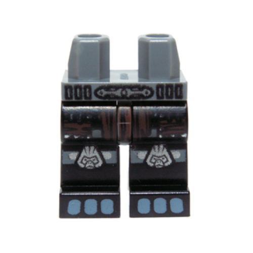 Деталь LEGO 970c11pb16 Hips and Black Legs with Dark Brown Loincloth, Silver Gorilla Knee Pads and Gray Toes Pattern