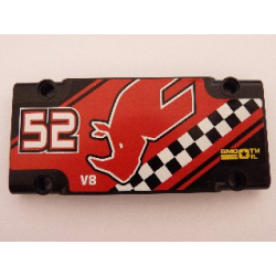 Technic, Panel Plate 5 x 11 x 1 with Rhino Head, '52', 'SMOOTH OIL' and 'V8' Pattern Model Left Side (Sticker) - Sets 8041 / 42041 Technic, Panel Plate 5 x 11 x 1 with Rhino Head, '52', 'SMOOTH OIL' and 'V8' Pattern Model Left Side (Sticker) - Sets 8041 / 42041