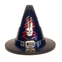 Minifigure, Headgear Hat, Wizard / Witch with Silver Buckle, Skull and Lightning Bolts Pattern Minifigure, Headgear Hat, Wizard / Witch with Silver Buckle, Skull and Lightning Bolts Pattern
