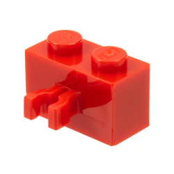 Brick, Modified 1 x 2 with Split U Clip Thick (Vertical Grip) - Red Brick, Modified 1 x 2 with Split U Clip Thick (Vertical Grip) - Red