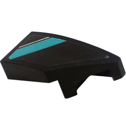 Wedge 2 x 1 x 2/3 Right with Dark Turquoise Stripe and Silver Line Pattern (Sticker) - Set 76909