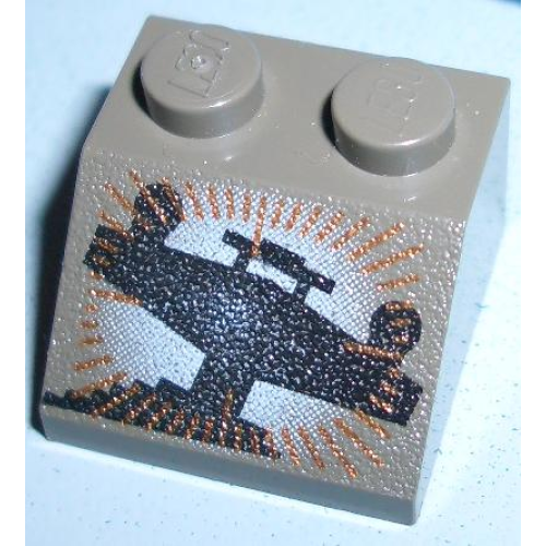 Деталь LEGO 3039pb023 Slope 45 2 x 2 with SW Star Destroyer Bridge Pattern - Dark Gray