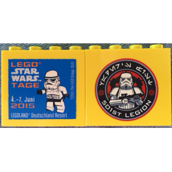 Brick 2 x 4 x 3 with Legoland Deutschland Resort Star Wars Tage 4. - 7. Juni 2015, 501st Legion Logo on Reverse Pattern Brick 2 x 4 x 3 with Legoland Deutschland Resort Star Wars Tage 4. - 7. Juni 2015, 501st Legion Logo on Reverse Pattern