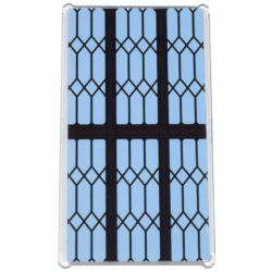 Glass for Window 1 x 4 x 6 with Bright Light Blue Leaded Panes and Dark Brown Wood Frame Pattern (Sticker) - Set 76385