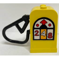 Fabuland Gas / Fuel Pump with Fixed Black Hose with White Fuel Display, Red Arrow, Dots and Numbers 2, 4 and 8 Pattern Model Right Side (Sticker) - Set 3670 Fabuland Gas / Fuel Pump with Fixed Black Hose with White Fuel Display, Red Arrow, Dots and Numbers 2, 4 and 8 Pattern Model Right Side (Sticker) - Set 3670