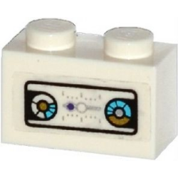 Brick 1 x 2 with Gold and Medium Azure Gauges, Silver Graduated Scale and Dark Purple Dot Pattern (Sticker) - Set 70167 Brick 1 x 2 with Gold and Medium Azure Gauges, Silver Graduated Scale and Dark Purple Dot Pattern (Sticker) - Set 70167