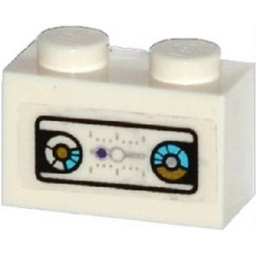 Деталь LEGO 3004pb133 Brick 1 x 2 with Gold and Medium Azure Gauges, Silver Graduated Scale and Dark Purple Dot Pattern (Sticker) - Set 70167