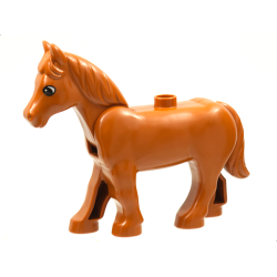 Duplo Horse with Movable Head with Black and White Eyes with Small Glint Pattern