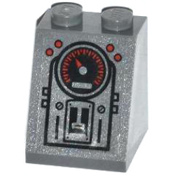 Slope 65 2 x 2 x 2 with Bottom Tube with 4 Red Buttons, Gauge, 2 Screws and Panels Pattern (Sticker) - Set 79104 Slope 65 2 x 2 x 2 with Bottom Tube with 4 Red Buttons, Gauge, 2 Screws and Panels Pattern (Sticker) - Set 79104