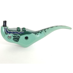 Dinosaur Body Raptor with Dark Green Top with Tan and Dark Blue Stripes Pattern