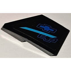 Wedge 2 x 1 x 2/3 Right with Medium Azure Stripe and Blue Chevrolet Logos Pattern (Sticker) - Set 75891
