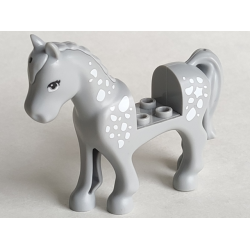 Horse, Friends Style with 2 x 2 Cutout with Light Bluish Gray Eyes, Black Eyelashes, White Spots Pattern