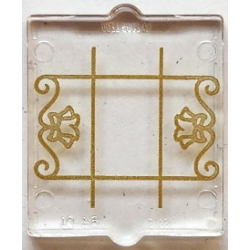 Glass for Window 1 x 2 x 2 Flat Front with Gold Lattice, Flowers and Filigree Pattern Glass for Window 1 x 2 x 2 Flat Front with Gold Lattice, Flowers and Filigree Pattern