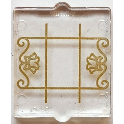 Деталь LEGO 60601pb046 Glass for Window 1 x 2 x 2 Flat Front with Gold Lattice, Flowers and Filigree Pattern