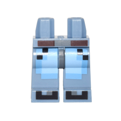 Деталь LEGO 970c00pb0567 Hips and Legs with Pixelated Medium Blue and Bright Light Blue Jeans, Reddish Brown Belt, and Black Shoe Tips Pattern