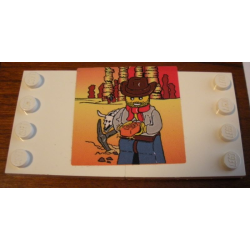 Stickered Assembly 8 x 4 with Minifigure in Cowboy Hat and Red Bandana Pattern (Sticker) - Set 10184 - 2 Tile, Modified 4 x 4 with Studs on Edge Stickered Assembly 8 x 4 with Minifigure in Cowboy Hat and Red Bandana Pattern (Sticker) - Set 10184 - 2 Tile, Modified 4 x 4 with Studs on Edge