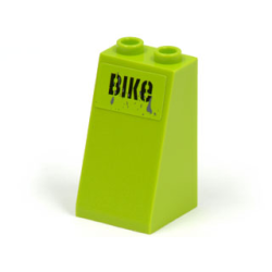 Slope 75 2 x 2 x 3 - Hollow Studs with Black 'BIKe' on Lime Background Pattern (Sticker) - Set 8961